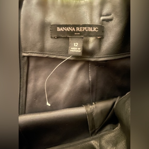 Vegan Leather Banana Republic Factory Tie Black Mini Skirt SZ 12 - Picture 5 of 10